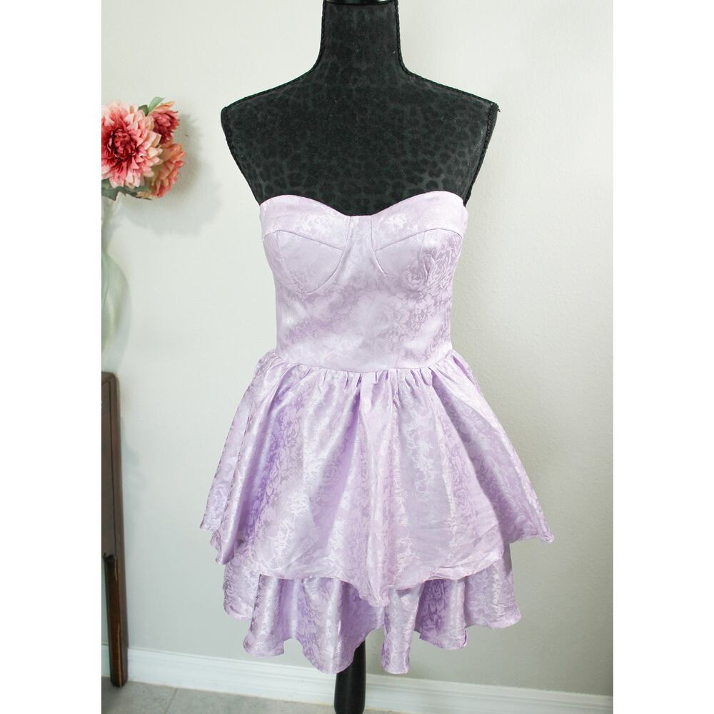 Size 6 Lavender Purple Strapless Mini Dress Ruffle Skirt 6 Fairy Prom Homecoming